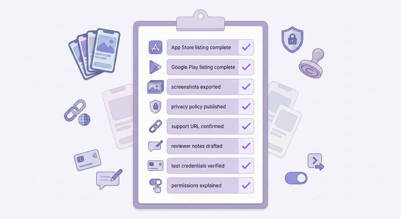 Checklist of final app submission preparation items for a solo founder launching on App Store and Google Play without an agency Checklist of final app submission preparation items for a solo founder launching on App Store and Google Play without an agency