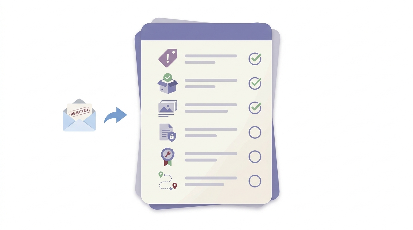 Checklist for sending an app rejection response and resubmitting without missing reviewer details Checklist for sending an app rejection response and resubmitting without missing reviewer details
