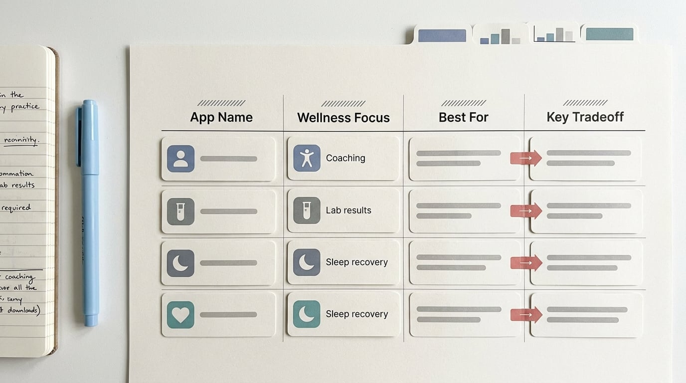 Comparison table of May 2026 health and wellness app launches ranked by wellness focus and best use case.
