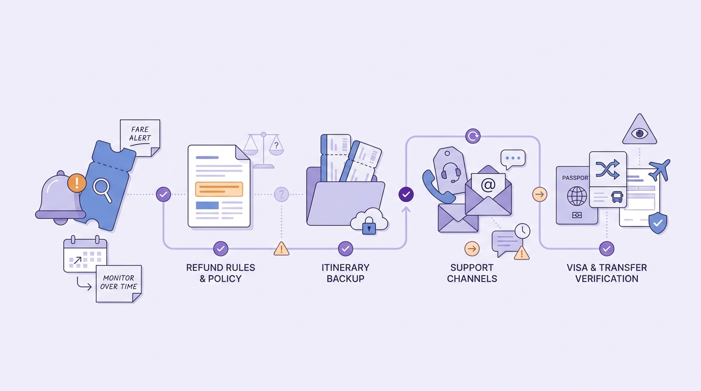 Checklist for evaluating an app-based travel planning workflow before booking