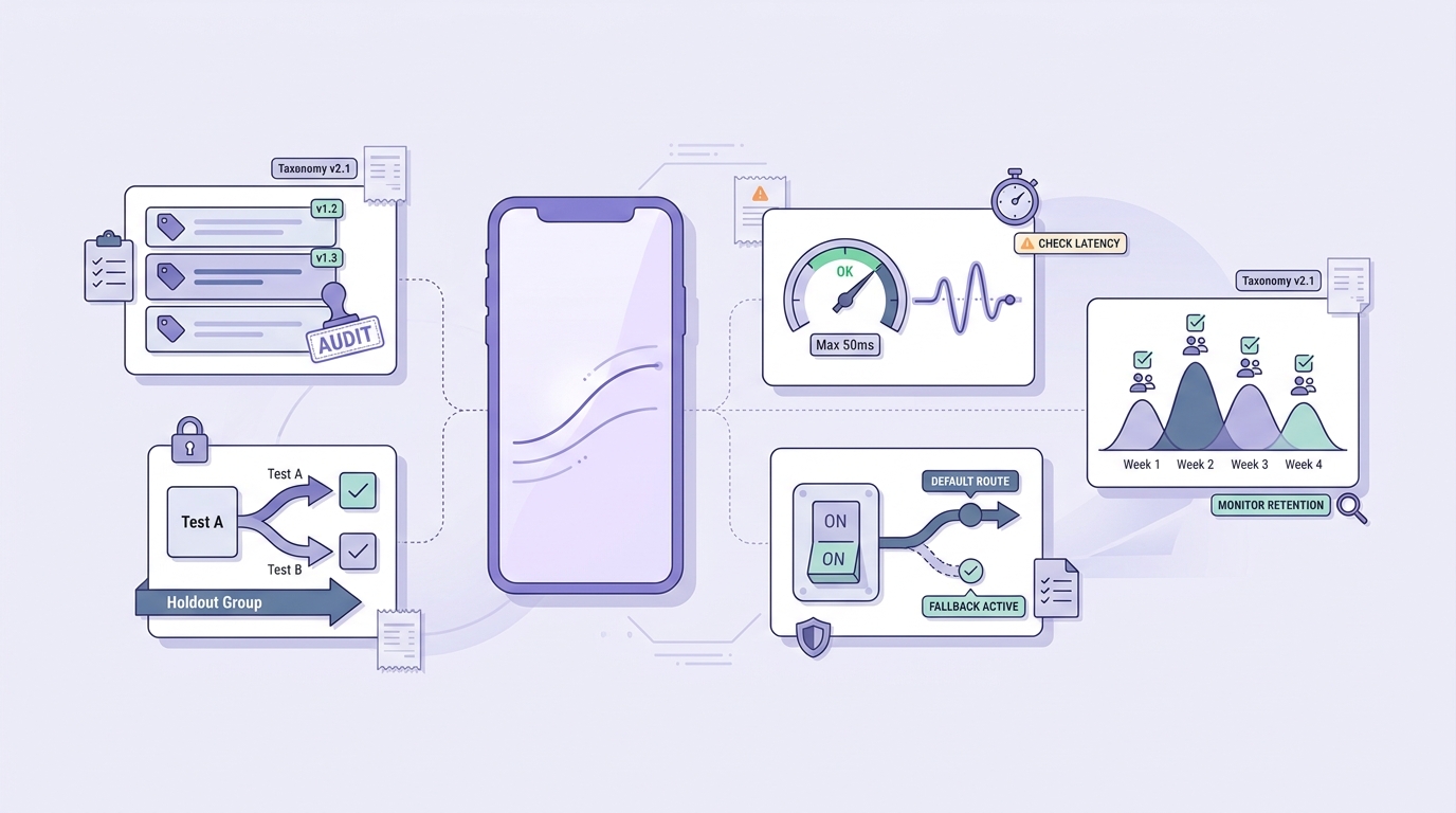 Checklist for launching a mobile AI recommendation engine with schema, testing, latency, fallback, and retention checks. Checklist for launching a mobile AI recommendation engine with schema, testing, latency, fallback, and retention checks.