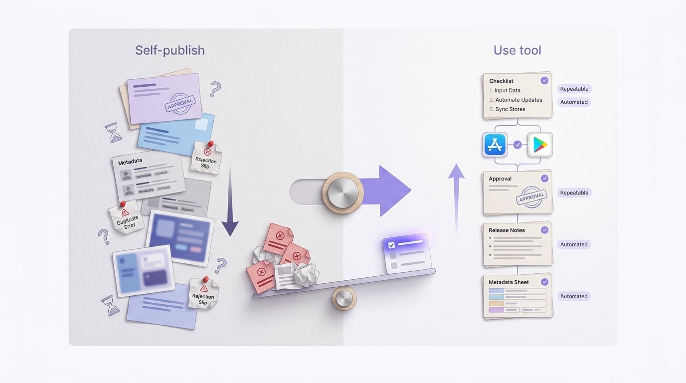 Checklist for deciding whether to self-publish an app or use an app publishing tool. Checklist for deciding whether to self-publish an app or use an app publishing tool.