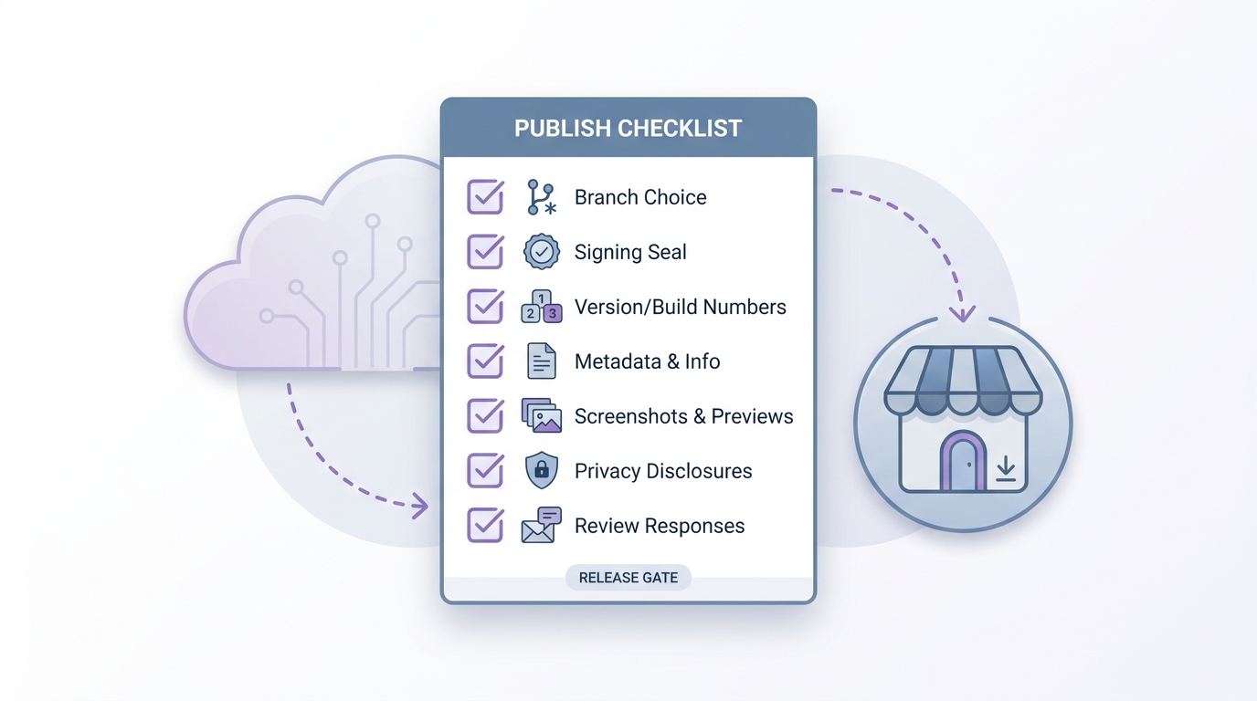 Checklist block for preparing an app built with Xcode Cloud for App Store release.