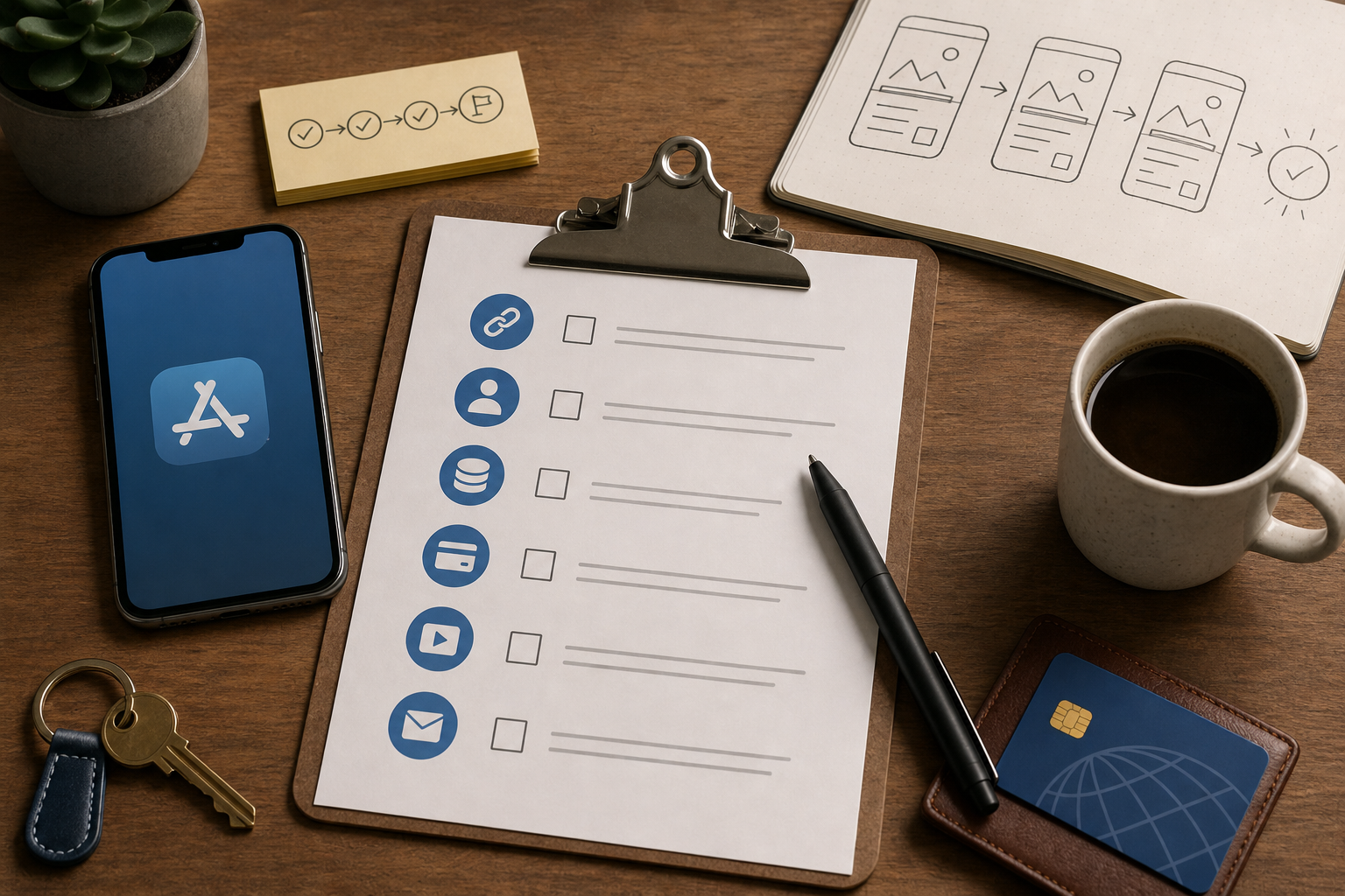 Copyable pre-flight checklist for App Store Connect reviewer notes with seeded IDs, demo creds, test card, and contact