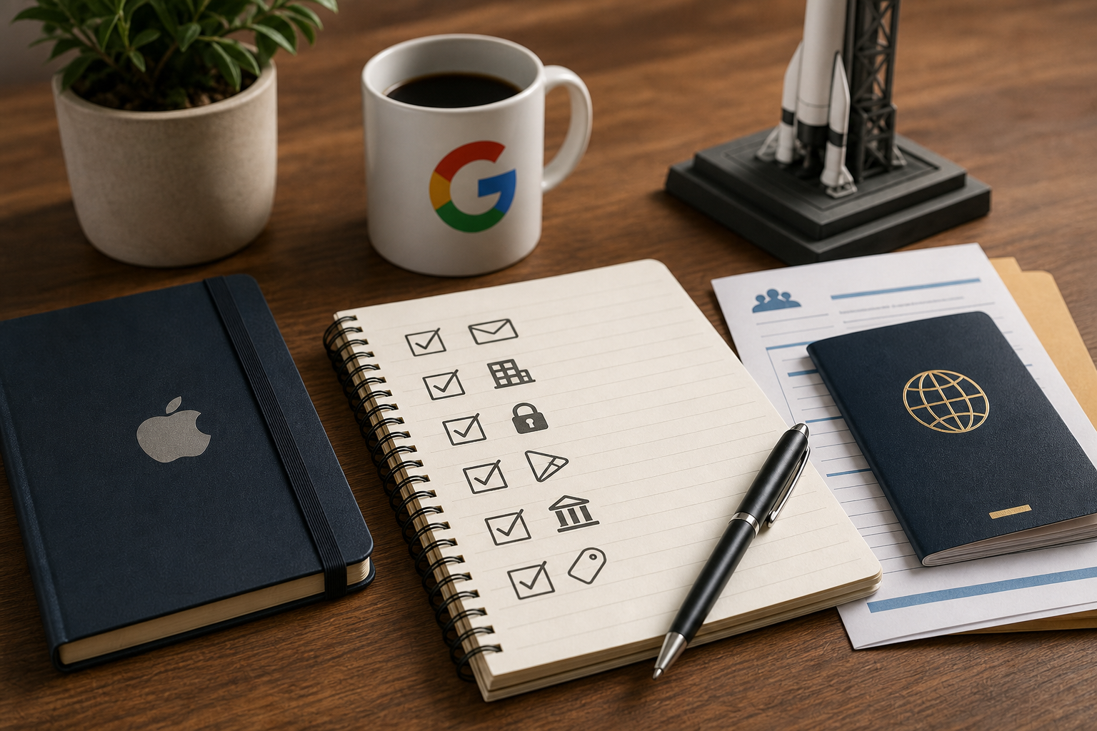 Checklist block listing prerequisites like D-U-N-S, Apple ID 2FA, payments profile, and test teammate invites for Apple and Google accounts. Checklist block listing prerequisites like D-U-N-S, Apple ID 2FA, payments profile, and test teammate invites for Apple and Google accounts.