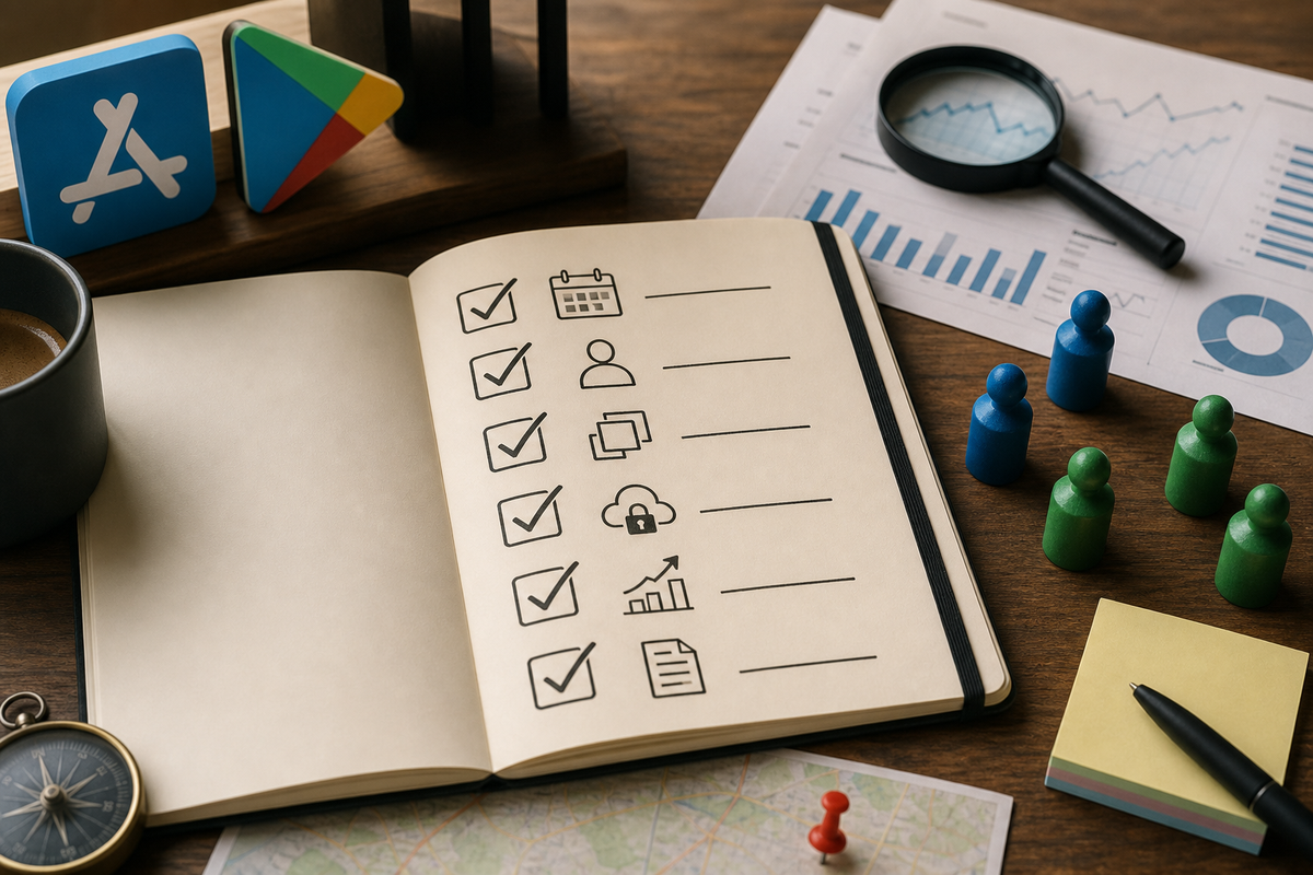 Checklist cards for a one-week audit: release calendar, owners, SKUs, server APIs, staged rollouts, submission templates. Checklist cards for a one-week audit: release calendar, owners, SKUs, server APIs, staged rollouts, submission templates.