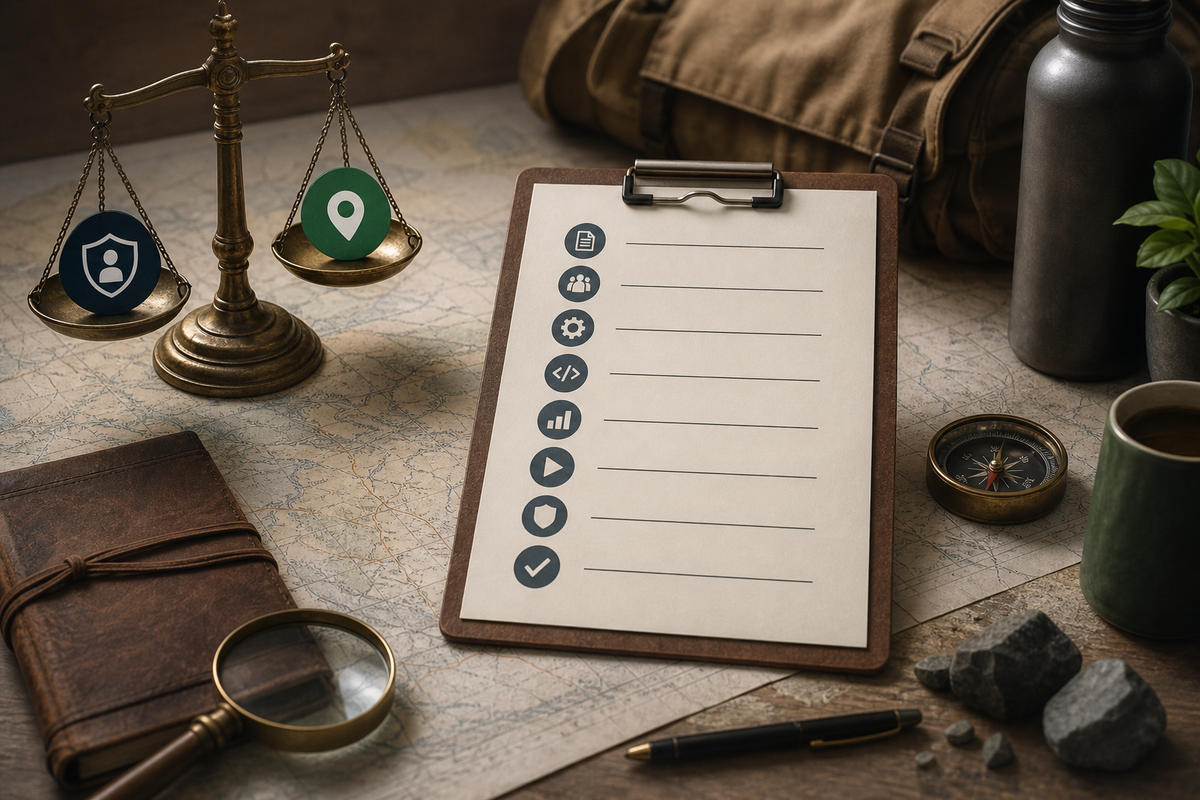 Checklist of manifest, UI, telemetry, Play submission, and rollout items for background location. Checklist of manifest, UI, telemetry, Play submission, and rollout items for background location.