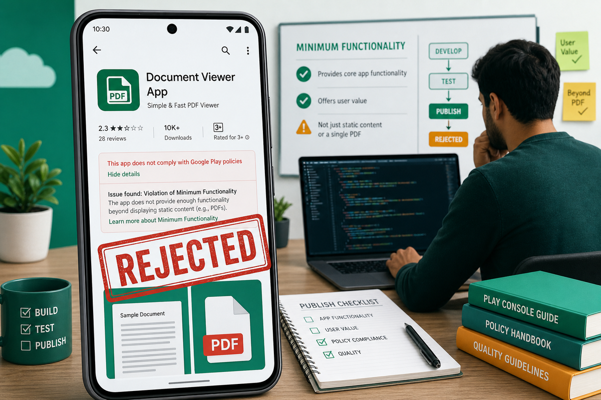 Minimum Functionality on Google Play: Why Static or PDF-Only Apps Get Rejected