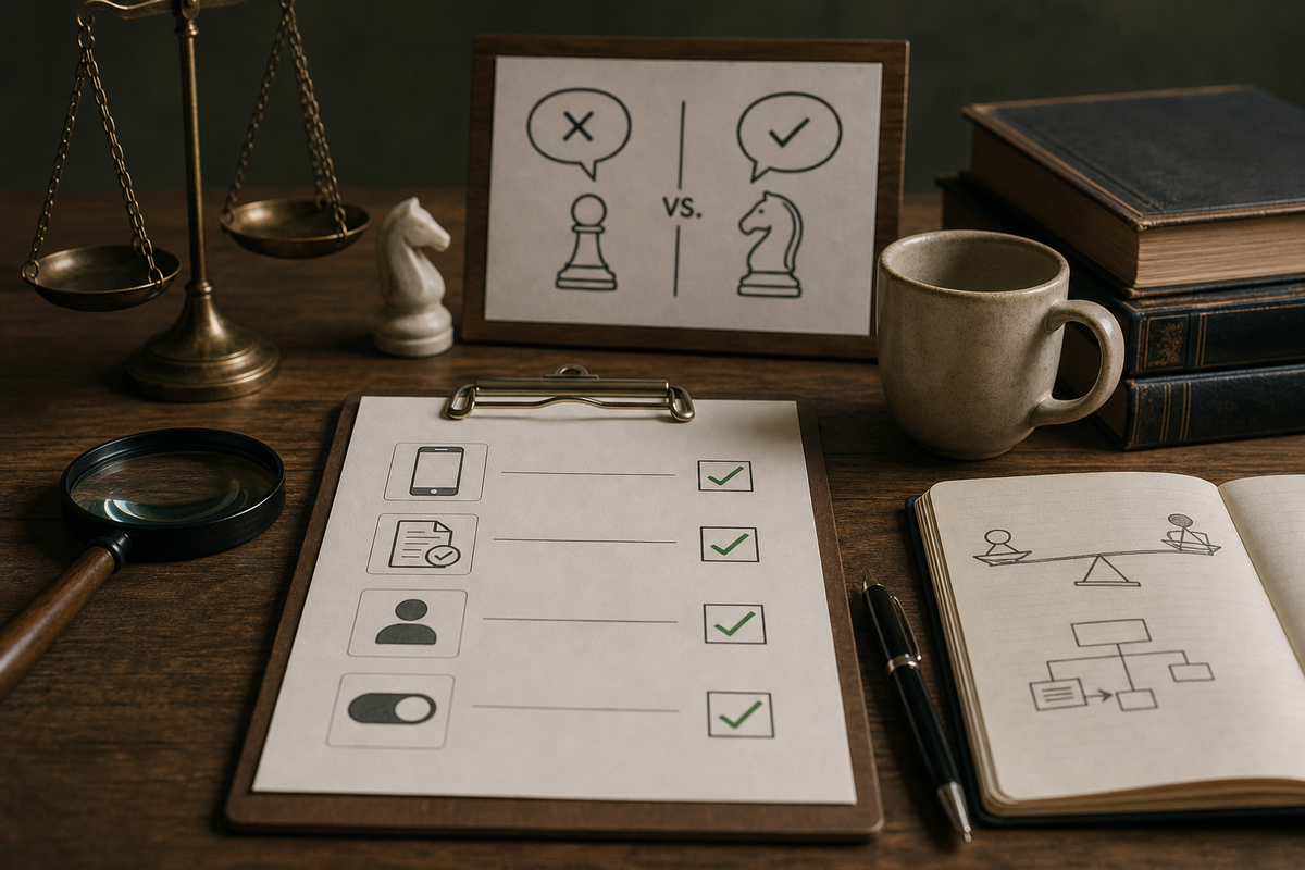 Checklist block listing pre-submit steps: capture proof screenshots, verify claims, provide reviewer access, lock flags, archive package.