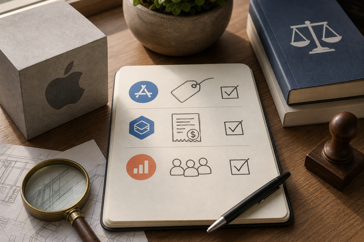 Checklist of implementation tasks for subscription pricing transparency: sync prices, use StoreKit, instrument analytics, update review notes, and A/B test.
