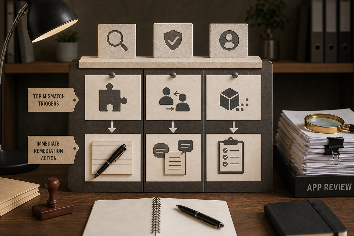 Diagram mapping mismatch types to edit policy, update label, or change SDK with effort estimates