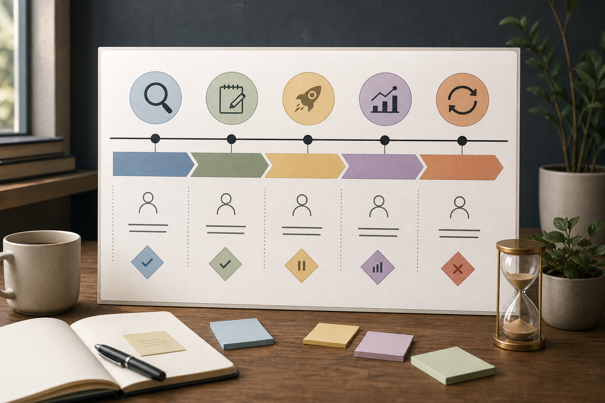 Timeline showing days 1 - 30 with labeled phases: audit, prepare, deploy, measure, scale.