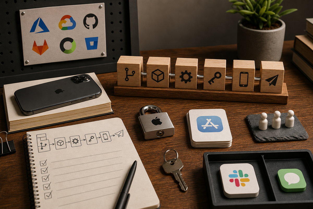 Checklist of concrete steps for setting up code signing, runners, and secrets for iOS CI/CD.