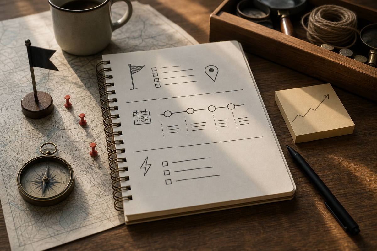 Checklist of pre-launch analytics, weekly experiment milestones, creator outreach, ad creative, and referral flow items for hitting 1,000 users.