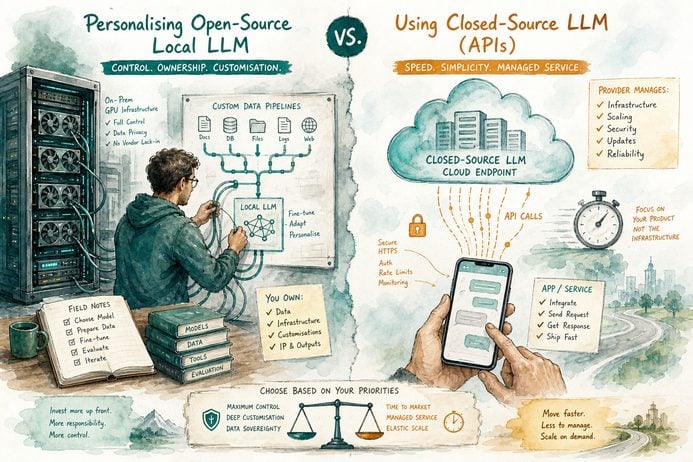 Featured image for Personalising Open-Source Local LLM vs. Using Closed-Source LLM (APIs)